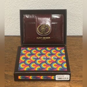 Kurt Geiger Wine Card Holder/Wallet with Gold Emblem